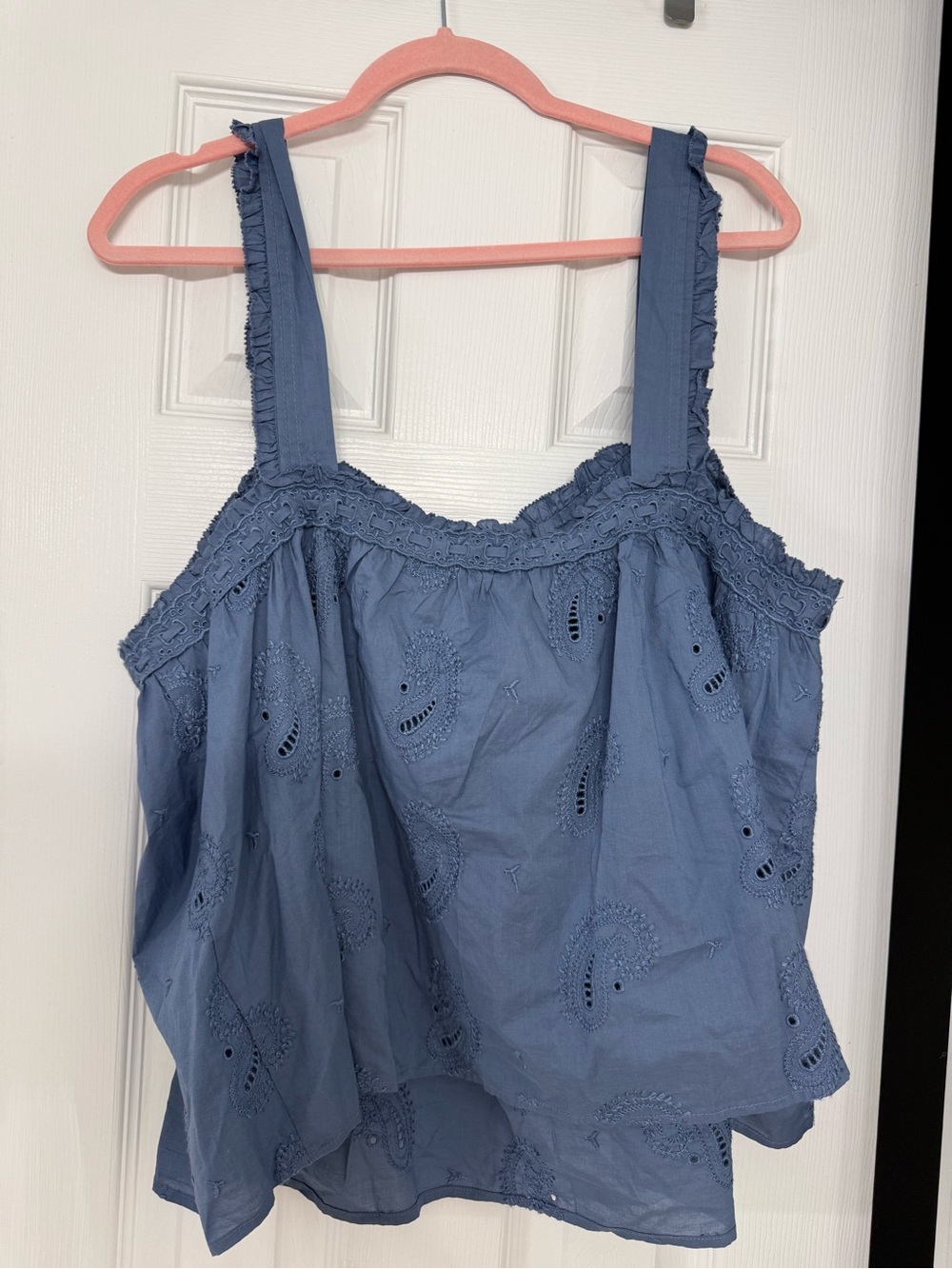 Universal Thread Blue Eyelet Ruffle Strap Tank Top - Picture 5 of 5